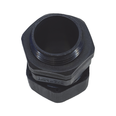 Conector Plástico Negro Tipo Glándula para Rosca NPT 3/4"