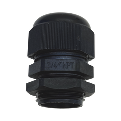 Conector Plástico Negro Tipo Glándula para Rosca NPT 3/4"