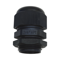 Conector Plástico Negro Tipo Glándula para Rosca NPT 3/4"