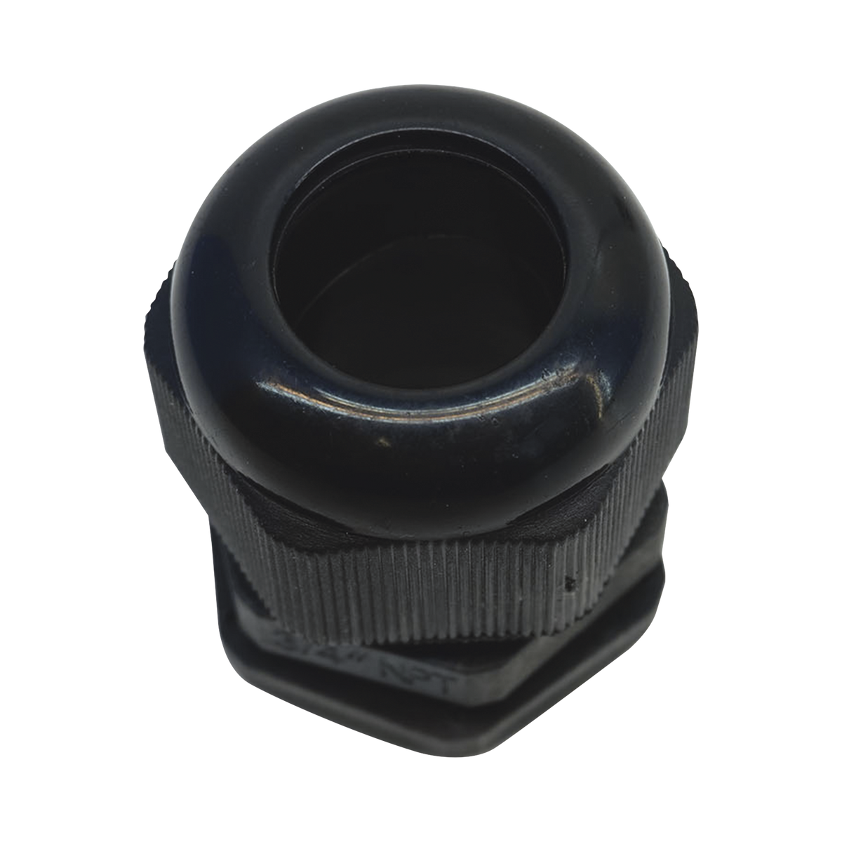 Conector Plástico Negro Tipo Glándula para Rosca NPT 3/4"
