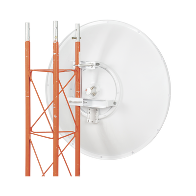 Antena direccional de 3ft, 4.9 a 6.5 GHz, Ganancia 34 dBi, Conectores N-hembra, Polarización doble, incluye montaje para torre o mástil