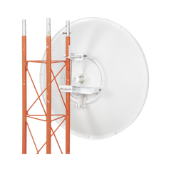 Antena direccional de 3ft, 4.9 a 6.5 GHz, Ganancia 34 dBi, Conectores N-hembra, Polarización doble, incluye montaje para torre o mástil