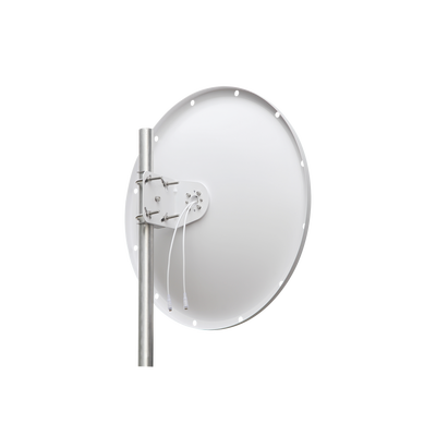 Antena Direccional con Frecuencia Extendida / 4.8 - 6.5 GHz / 28 dBi /  Jumper incluido con conector  SMA-Macho Inverso / Polaridad en 90º y 45º / Montaje incluido para torre o mástil
