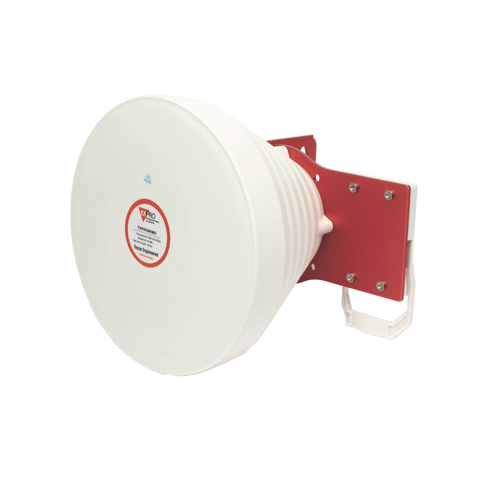 Antena Tipo Horn de 30 °, 19 dBi, 4.9-6.5 GHz, Ideal para ambientes de alto ruido,  Tipo de conector N-Hembra, con montaje y jumpers incluidos