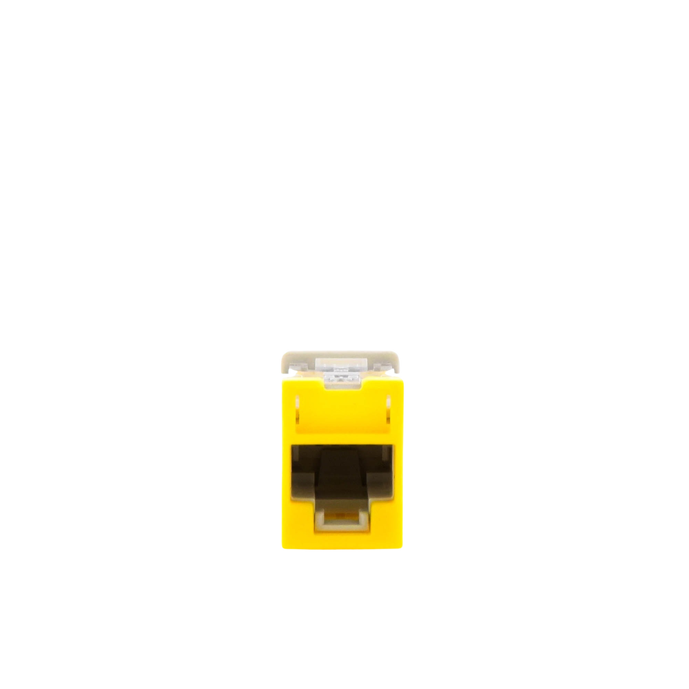 Jack Ultramax Cat5e, UTP, Montaje Híbrido en Placa de Pared (Plano y Angulado), Color Amarillo, Punch Down