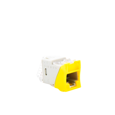 Jack UltraMAX Cat5e, UTP, Montaje híbrido en Placa de Pared (Plano y Angulado), Color Amarillo, Punch Down