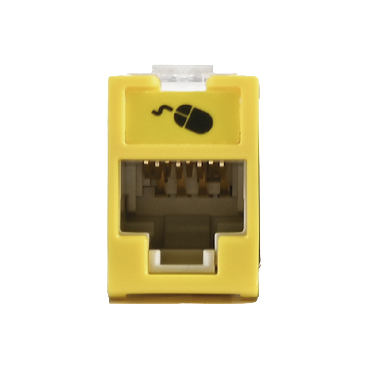Jack Ultramax Cat5e, UTP, Montaje Híbrido en Placa de Pared (Plano y Angulado), Color Amarillo, Punch Down
