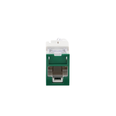 Jack UltraMAX Cat5e, UTP, Montaje híbrido en Placa de Pared (Plano y Angulado), Color Verde, Punch Down