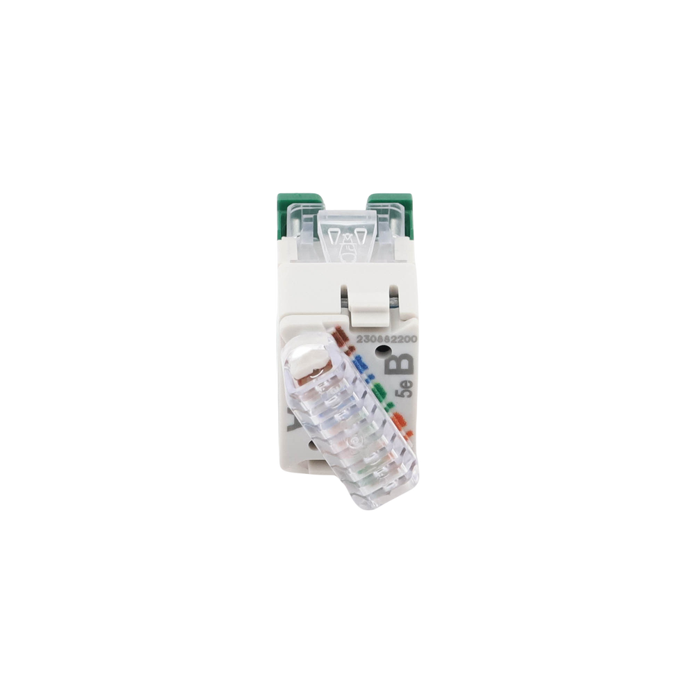 Jack UltraMAX Cat5e, UTP, Montaje Híbrido en Placa de Pared (Plano y Angulado), Color Verde, Punch Down