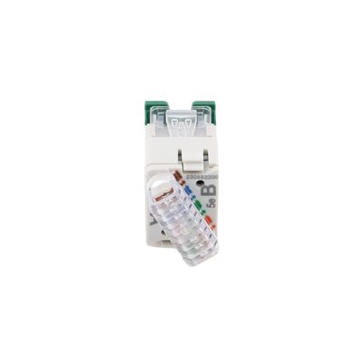 Jack UltraMAX Cat5e, UTP, Montaje híbrido en Placa de Pared (Plano y Angulado), Color Verde, Punch Down