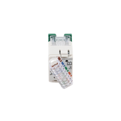 Jack UltraMAX Cat5e, UTP, Montaje híbrido en Placa de Pared (Plano y Angulado), Color Verde, Punch Down