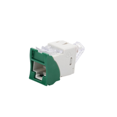 Jack UltraMAX Cat5e, UTP, Montaje Híbrido en Placa de Pared (Plano y Angulado), Color Verde, Punch Down