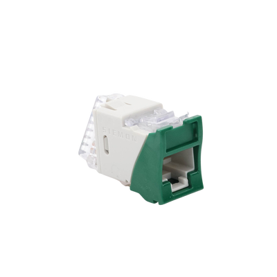 Jack UltraMAX Cat5e, UTP, Montaje híbrido en Placa de Pared (Plano y Angulado), Color Verde, Punch Down
