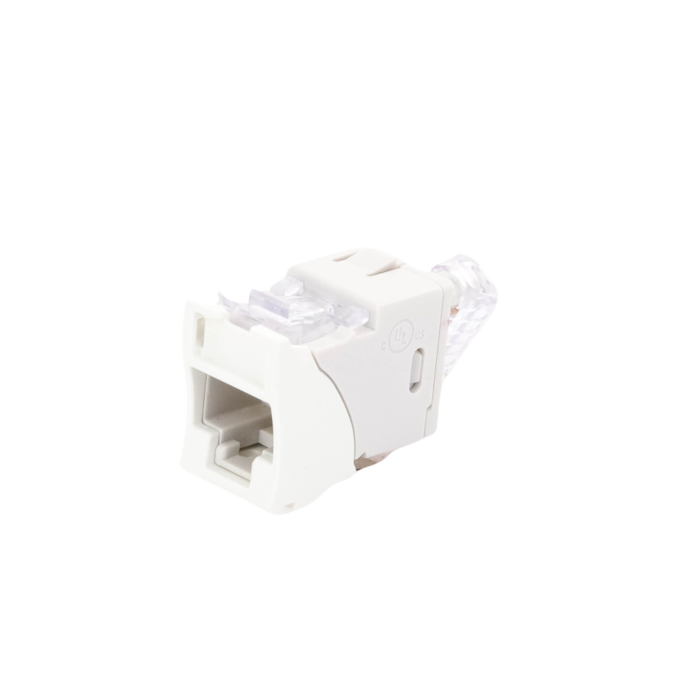 Jack Ultramax Cat6A, UTP, Montaje Híbrido en Placa de Pared (Plano y Angulado), Color Blanco, Punch Down