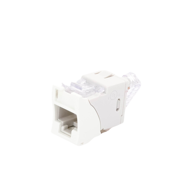 Jack UltraMAX Cat6A, UTP, Montaje híbrido en Placa de Pared (Plano y Angulado), Color Blanco, Punch Down