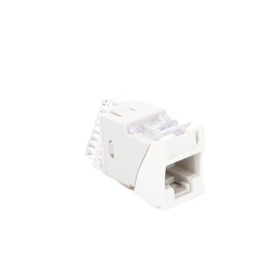 Jack UltraMAX Cat6A, UTP, Montaje híbrido en Placa de Pared (Plano y Angulado), Color Blanco, Punch Down