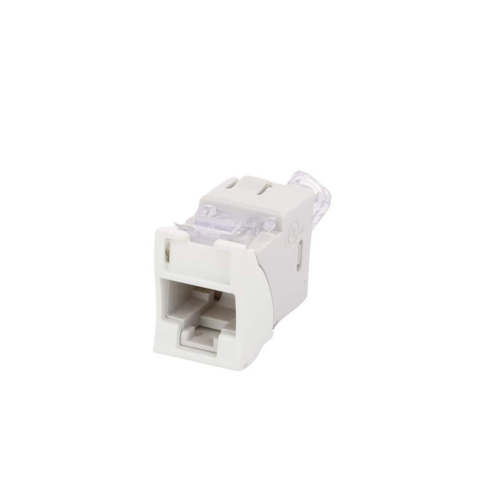 Jack Ultramax Cat6, UTP, Montaje Híbrido en Placa de Pared (Plano y Angulado), Color Blanco, Punch Down