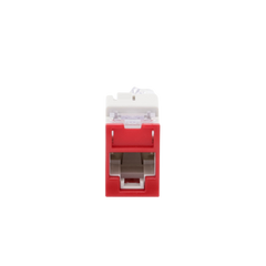 Jack Ultramax Cat6, UTP, Montaje Híbrido en Placa de Pared (Plano y Angulado), Color Rojo, Punch Down