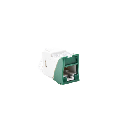 Jack UltraMAX Cat6, UTP, Montaje híbrido en Placa de Pared (Plano y Angulado), Color Verde, Punch Down
