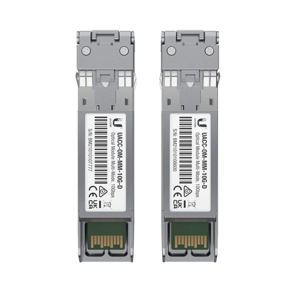 UFiber Módulo SFP+ 10G, transceptor MiniGibic MultiModo 10 Gbps, distancia 300m, conectores LC, paquete de 2 piezas