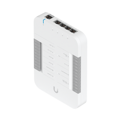 UniFi Access Hub Door, puede conectar 2 lectores y 2 cámaras (no incluidos) para controlar solo una puerta / 2 terminales AUX y 4 entradas adicionales (sensores y botones) POE 802.3bt no incluido
