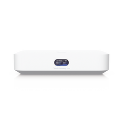 UniFi Cloud Gateway MAX, Router con todos los servicios UniFi, administra hasta 30 dispositivos UniFi y 300 clientes. 1 pto WAN 2.5G, 4 pts LAN 1G (uno configurable como WAN), seguridad IDS/IPS, VPN, bloqueo de apps/URLs, 512 GB memoria interna