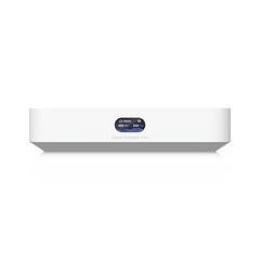 UniFi Cloud Gateway MAX, Router con todos los servicios UniFi, administra hasta 30 dispositivos UniFi y 300 clientes. 1 pto WAN 2.5G, 4 pts LAN 1G (uno configurable como WAN), seguridad IDS/IPS, VPN, bloqueo de apps/URLs, 512 GB memoria interna