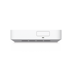 UniFi Cloud Gateway MAX, Router con todos los servicios UniFi, administra hasta 30 dispositivos UniFi y 300 clientes. 1 pto WAN 2.5G, 4 pts LAN 1G (uno configurable como WAN), seguridad IDS/IPS, VPN, bloqueo de apps/URLs, 512 GB memoria interna