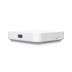 UniFi Cloud Gateway MAX, Router con todos los servicios UniFi, administra hasta 30 dispositivos UniFi y 300 clientes. 1 pto WAN 2.5G, 4 pts LAN 1G (uno configurable como WAN), seguridad IDS/IPS, VPN, bloqueo de apps/URLs, 512 GB memoria interna