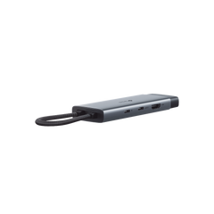 Adaptador HUB 6 en 1, 1 puerto USB-C entrada, 1 puerto HDMI 4K, 1 puerto Ethernet Gigabit, 1 puerto USB-C y 2 puertos USB-A