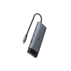 Adaptador HUB 6 en 1, 1 puerto USB-C entrada, 1 puerto HDMI 4K, 1 puerto Ethernet Gigabit, 1 puerto USB-C y 2 puertos USB-A