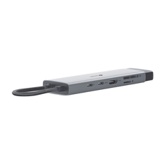 Adaptador HUB 9 en 1, 1 puerto USB-C entrada, 1 puerto HDMI 4K, 1 puerto Ethernet Gigabit, 1 puerto SD y MicroSD, 1 puerto USB-C y 3 puertos USB-A