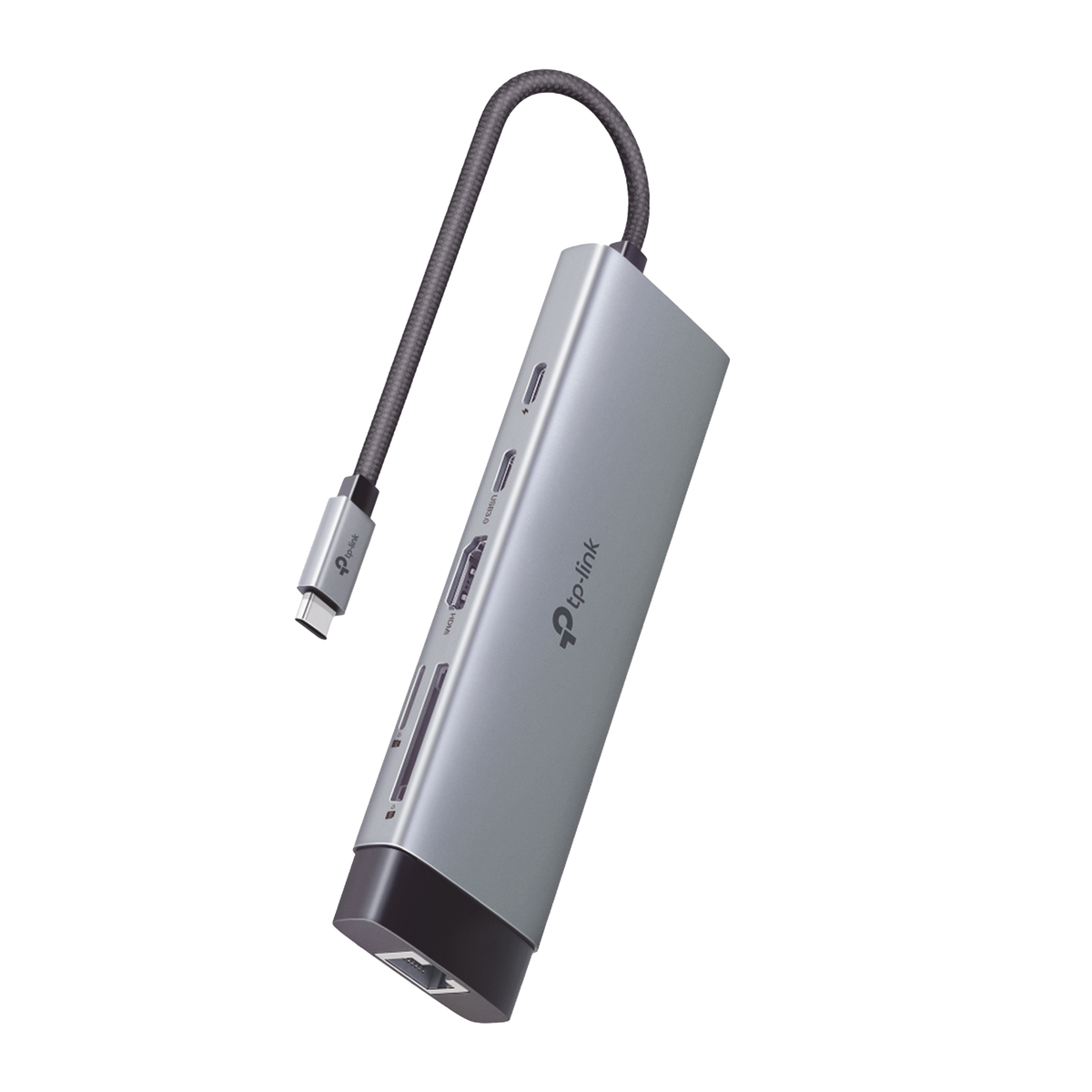 Adaptador HUB 9 en 1, 1 puerto USB-C entrada, 1 puerto HDMI 4K, 1 puerto Ethernet Gigabit, 1 puerto SD y MicroSD, 1 puerto USB-C y 3 puertos USB-A