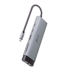 Adaptador HUB 9 en 1, 1 puerto USB-C entrada, 1 puerto HDMI 4K, 1 puerto Ethernet Gigabit, 1 puerto SD y MicroSD, 1 puerto USB-C y 3 puertos USB-A