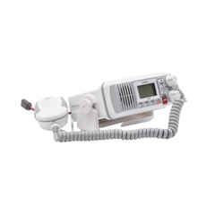 Radio Móvil Marino VHF, color blanco, Tx: 156.025 - 157.425 MHz, Rx: 156.050 - 163.275 MHz, 25W de potencia, sumergible IPX4 incluye micrófono y cable de alimentación