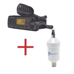 Kit de radio UM385BK | mas antena marina de fibra de vidrio TX-1600-SYS
