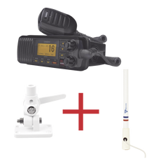 Kit de radio UM385BK | mas antena marina de fibra de vidrio TX-5206-SYS y soporte para antena 4186