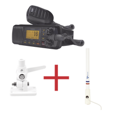 Kit de radio UM385BK | mas antena marina de fibra de vidrio TX-5206-SYS y soporte para antena 4186