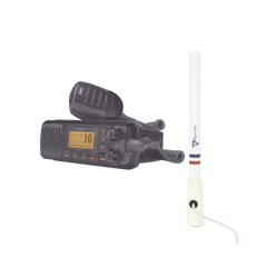 Kit de radio UM385BK | mas antena marina de fibra de vidrio TX-5206-SYS y soporte para antena 4186