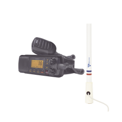 Kit de radio UM385BK | mas antena marina de fibra de vidrio TX-5206-SYS y soporte para antena 4186