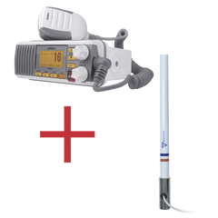 Kit de radio UM385 | mas antena marina de fibra de vidrio TX-5101-SYS fabricada en fibra de vidrio con base roscable de acero inoxidable