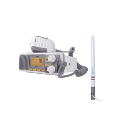 Kit de radio UM385 | mas antena marina de fibra de vidrio TX-5101-SYS fabricada en fibra de vidrio con base roscable de acero inoxidable