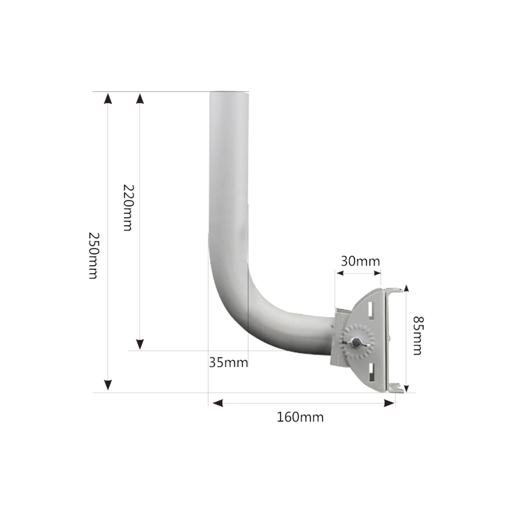 Montaje universal flexible para instalación en poste o pared, compatible con equipos Ubiquiti, Mimosa, Cambium y Altai