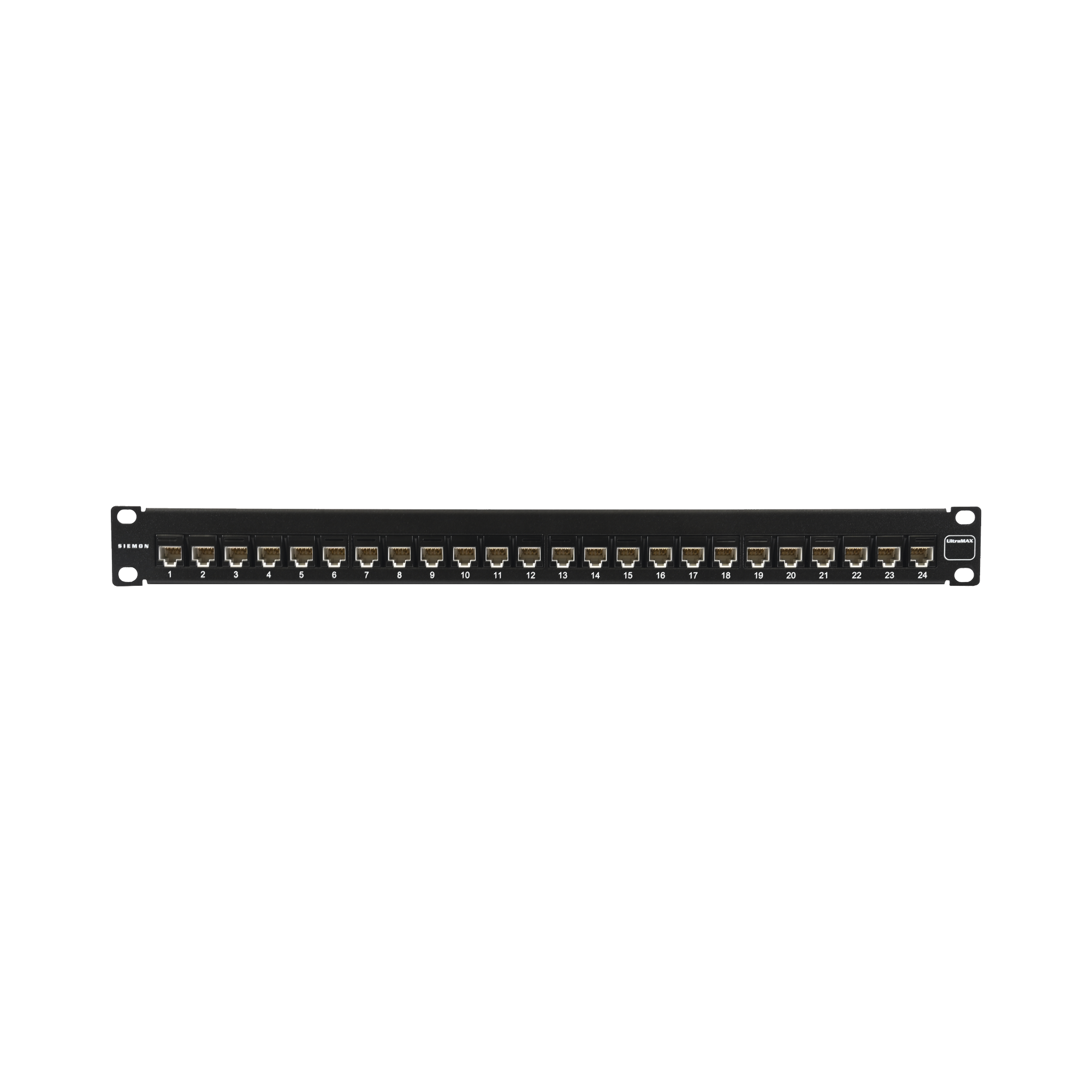 Patch Panel Ultramax. UTP, Precargado con Jacks Cat6A, 24 Puertos, Plano, 1U