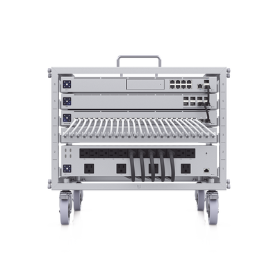 UniFi Rack Móvil de 6 Unidades, incluye 1 patchpanel de 24 puertos Gigabit, no requiere herramientas para armarse, incluye ruedas.