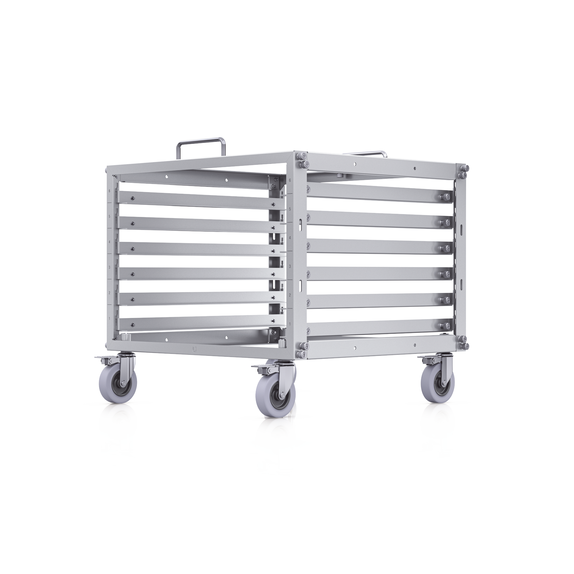 Rack Abierto 6U Compacto y Apilable sin Herramientas para Equipos UniFi, Ensamblaje Toolless, Ruedas con Seguro y Expansión a 12U con Kit de Apilado