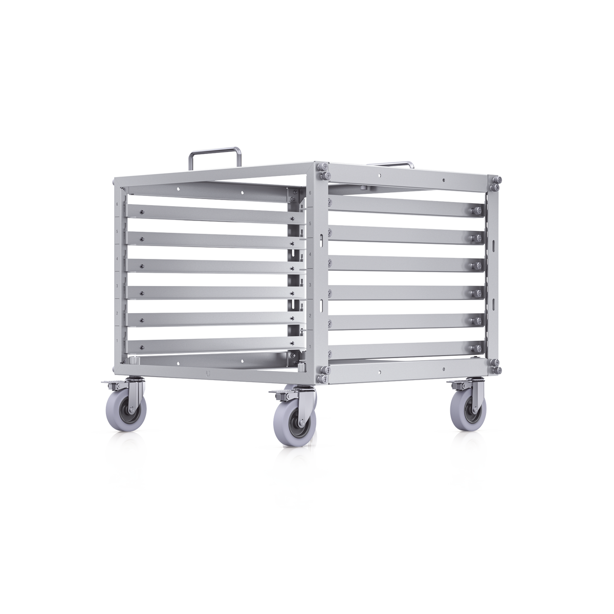 Rack Abierto 6U Compacto y Apilable sin Herramientas para Equipos UniFi, Ensamblaje Toolless, Ruedas con Seguro y Expansión a 12U con Kit de Apilado