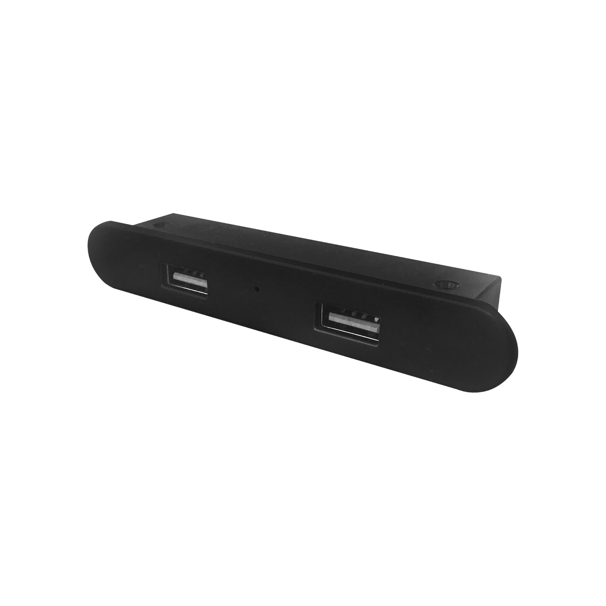 Mini Empotrable Rectangular Color Negro, con 2 Puertos USB con Cable