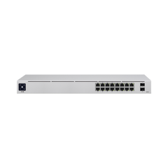 UniFi Switch USW-16-POE Gen2, Capa 2 de 16 puertos (8 puertos PoE 802.3af/at + 8 puertos Gigabit) + 2 puertos 1G SFP, 42W, pantalla informativa