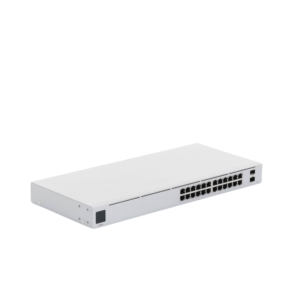 Switch UniFi Capa 2 / 24 Puertos Gigabit / 16 Puertos PoE+ 802.3af/at / 95W Total / 2 Puertos SFP 1G / Pantalla LCM / Sin Ventilador